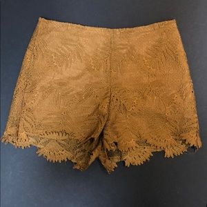 Gold floral lace shorts
